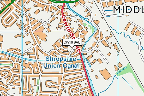 CW10 9AU map - OS VectorMap District (Ordnance Survey)