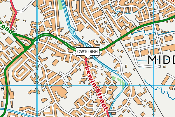 CW10 9BH map - OS VectorMap District (Ordnance Survey)