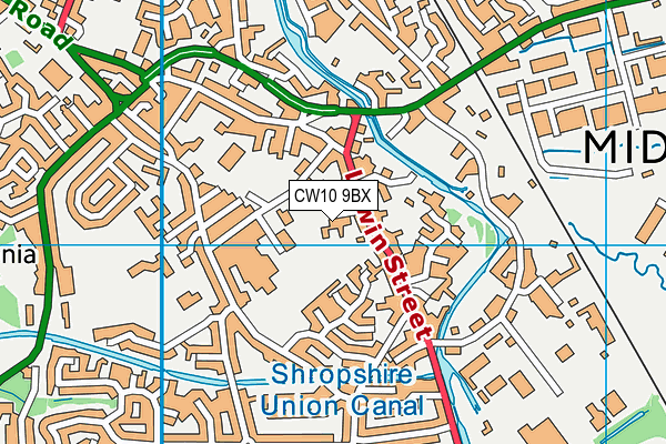 CW10 9BX map - OS VectorMap District (Ordnance Survey)