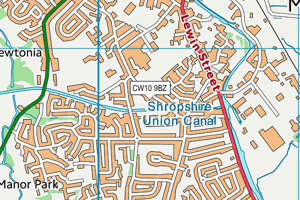 CW10 9BZ map - OS VectorMap District (Ordnance Survey)