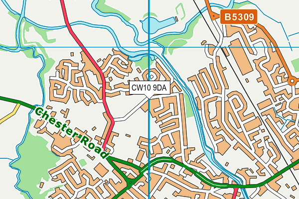 CW10 9DA map - OS VectorMap District (Ordnance Survey)