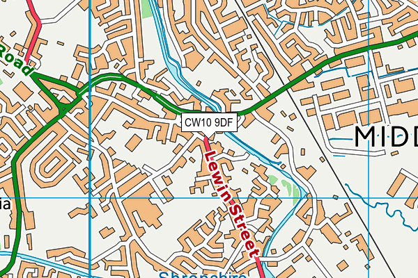 CW10 9DF map - OS VectorMap District (Ordnance Survey)