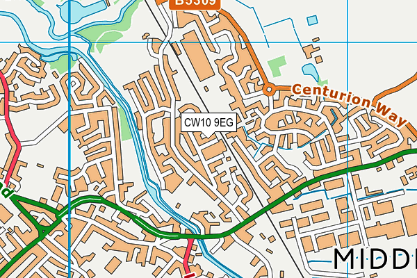 CW10 9EG map - OS VectorMap District (Ordnance Survey)