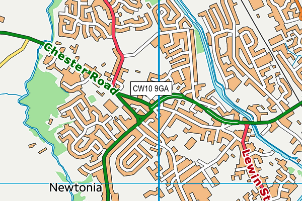 CW10 9GA map - OS VectorMap District (Ordnance Survey)