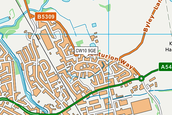 CW10 9GE map - OS VectorMap District (Ordnance Survey)