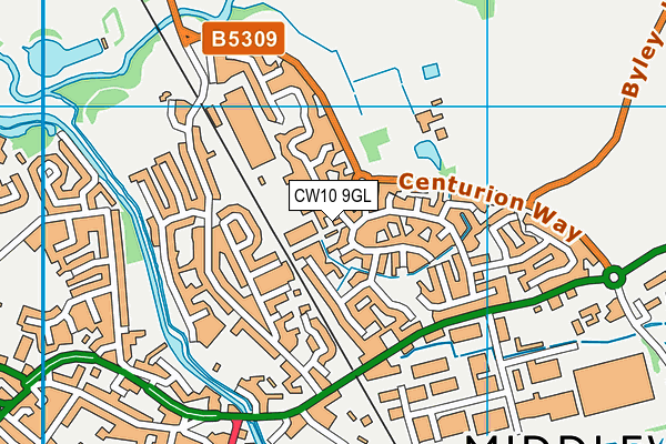CW10 9GL map - OS VectorMap District (Ordnance Survey)
