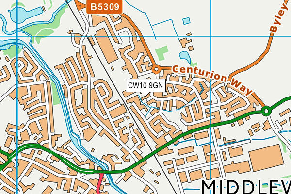 CW10 9GN map - OS VectorMap District (Ordnance Survey)
