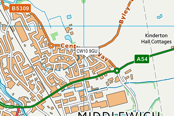 CW10 9GU map - OS VectorMap District (Ordnance Survey)