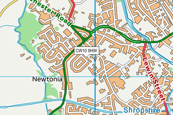 CW10 9HW map - OS VectorMap District (Ordnance Survey)