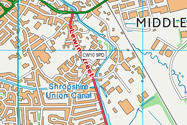 CW10 9PD map - OS VectorMap District (Ordnance Survey)