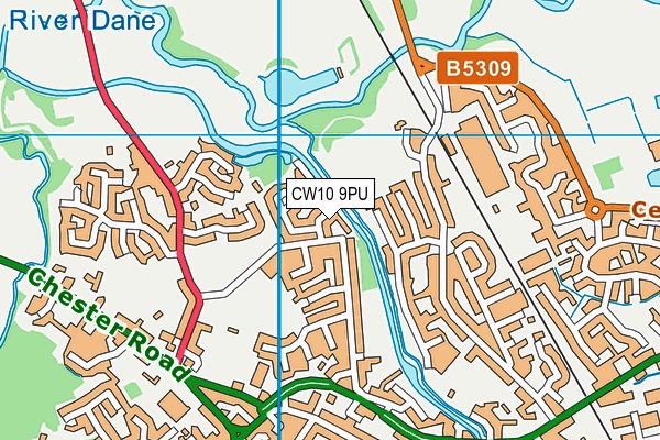 CW10 9PU map - OS VectorMap District (Ordnance Survey)