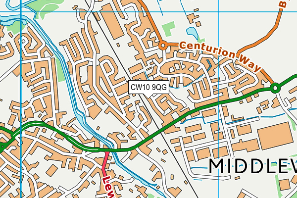 CW10 9QG map - OS VectorMap District (Ordnance Survey)