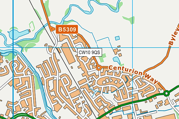 CW10 9QS map - OS VectorMap District (Ordnance Survey)