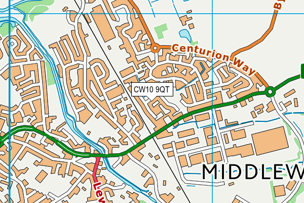 CW10 9QT map - OS VectorMap District (Ordnance Survey)