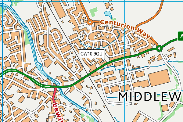 CW10 9QU map - OS VectorMap District (Ordnance Survey)