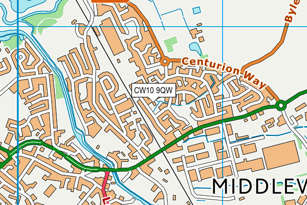 CW10 9QW map - OS VectorMap District (Ordnance Survey)