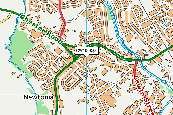 CW10 9QX map - OS VectorMap District (Ordnance Survey)