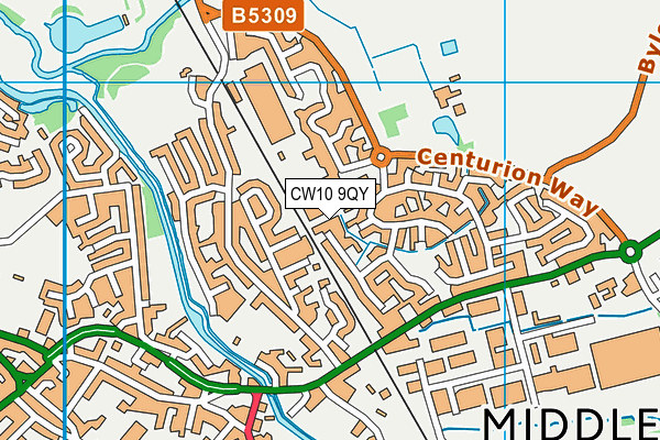 CW10 9QY map - OS VectorMap District (Ordnance Survey)