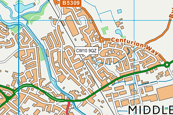 CW10 9QZ map - OS VectorMap District (Ordnance Survey)