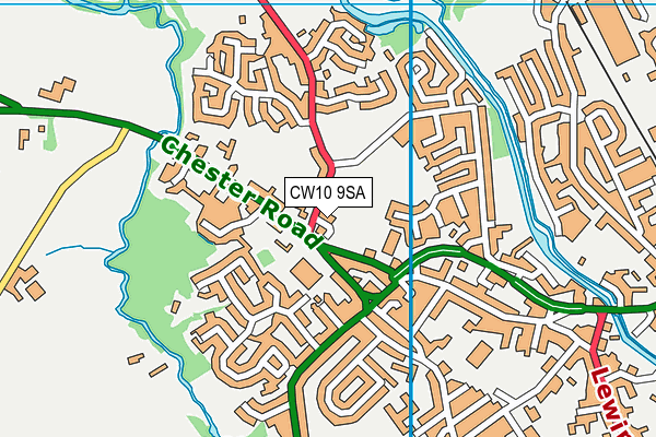 CW10 9SA map - OS VectorMap District (Ordnance Survey)