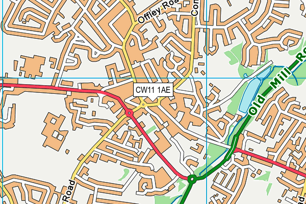 CW11 1AE map - OS VectorMap District (Ordnance Survey)