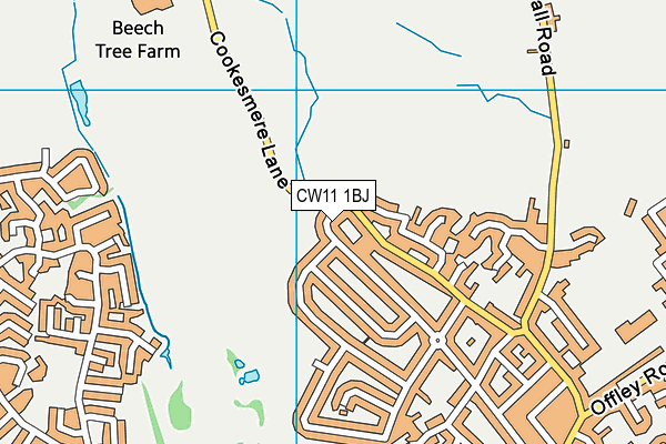 CW11 1BJ map - OS VectorMap District (Ordnance Survey)