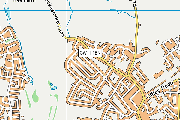 CW11 1BN map - OS VectorMap District (Ordnance Survey)