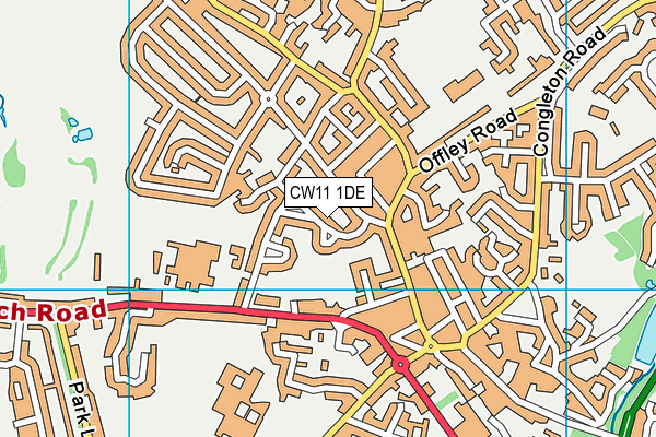 CW11 1DE map - OS VectorMap District (Ordnance Survey)