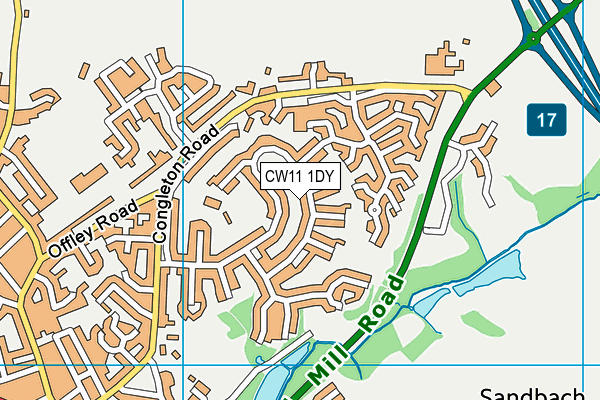 CW11 1DY map - OS VectorMap District (Ordnance Survey)