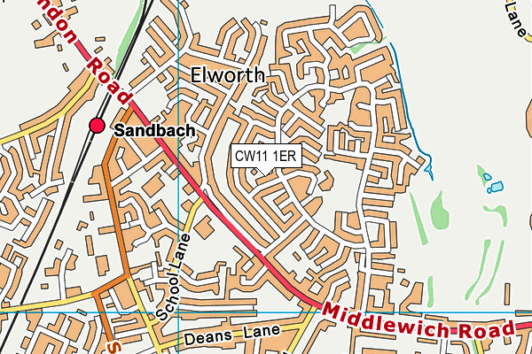 CW11 1ER map - OS VectorMap District (Ordnance Survey)