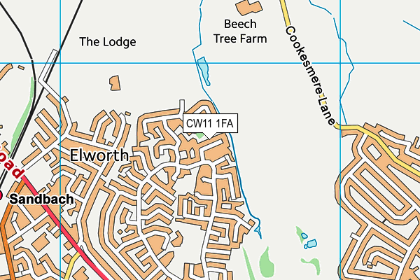 CW11 1FA map - OS VectorMap District (Ordnance Survey)