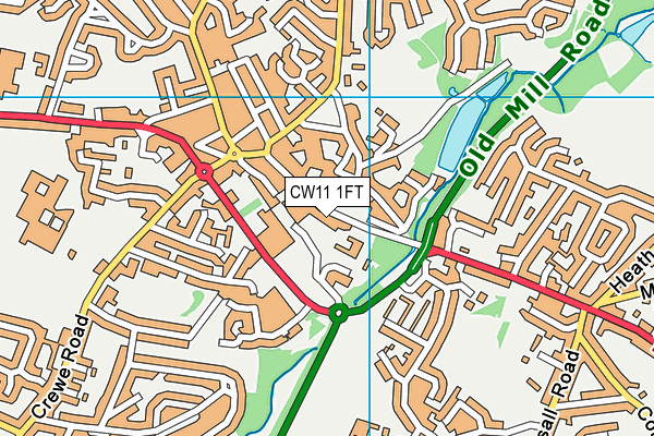 CW11 1FT map - OS VectorMap District (Ordnance Survey)