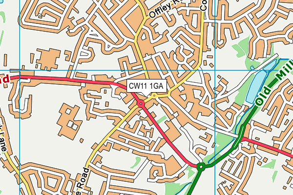 CW11 1GA map - OS VectorMap District (Ordnance Survey)