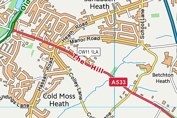 CW11 1LA map - OS VectorMap District (Ordnance Survey)