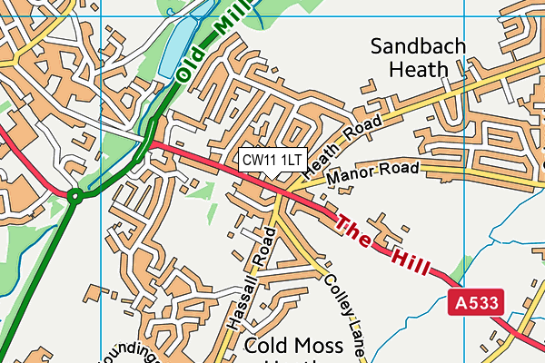 CW11 1LT map - OS VectorMap District (Ordnance Survey)