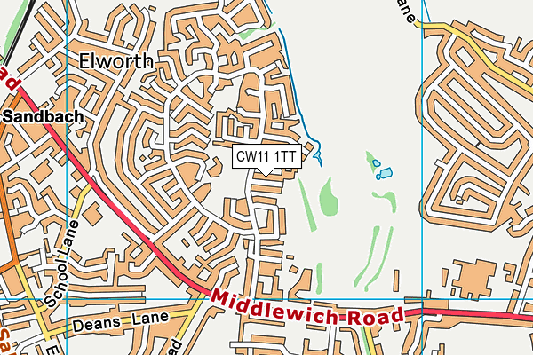 CW11 1TT map - OS VectorMap District (Ordnance Survey)