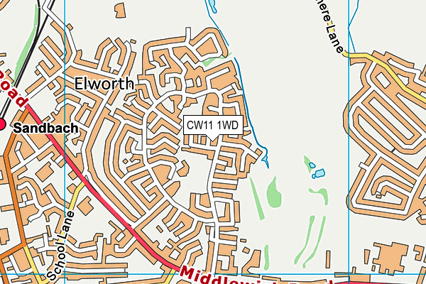 CW11 1WD map - OS VectorMap District (Ordnance Survey)