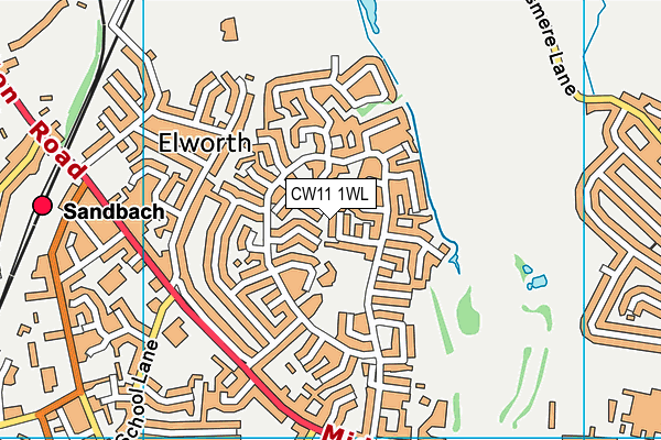 CW11 1WL map - OS VectorMap District (Ordnance Survey)