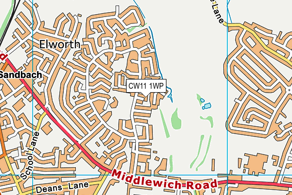 CW11 1WP map - OS VectorMap District (Ordnance Survey)