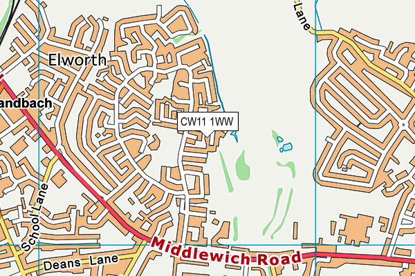 CW11 1WW map - OS VectorMap District (Ordnance Survey)