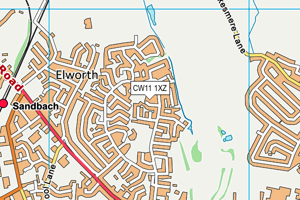 CW11 1XZ map - OS VectorMap District (Ordnance Survey)