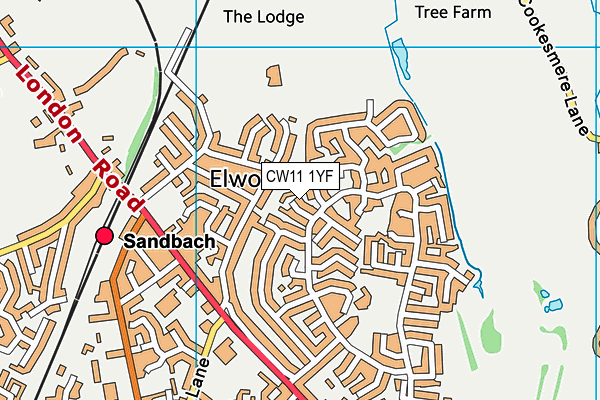 CW11 1YF map - OS VectorMap District (Ordnance Survey)