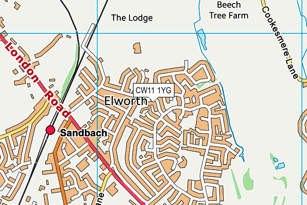 CW11 1YG map - OS VectorMap District (Ordnance Survey)