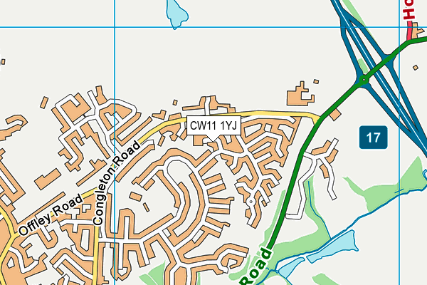 CW11 1YJ map - OS VectorMap District (Ordnance Survey)