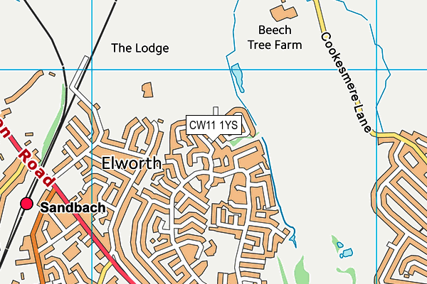 CW11 1YS map - OS VectorMap District (Ordnance Survey)