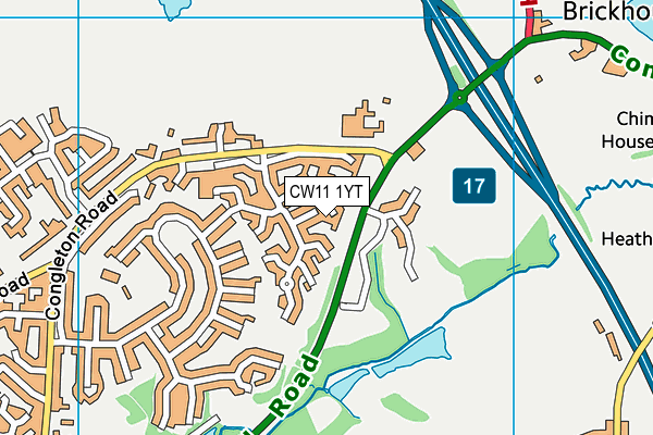 CW11 1YT map - OS VectorMap District (Ordnance Survey)