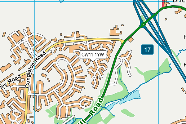 CW11 1YW map - OS VectorMap District (Ordnance Survey)