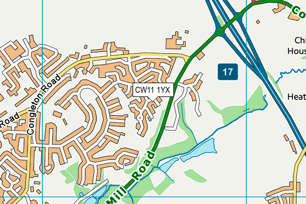 CW11 1YX map - OS VectorMap District (Ordnance Survey)