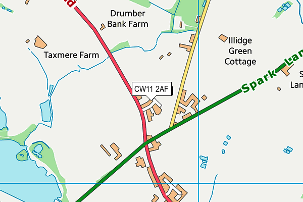 CW11 2AF map - OS VectorMap District (Ordnance Survey)