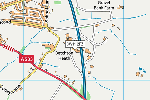 CW11 2FZ map - OS VectorMap District (Ordnance Survey)